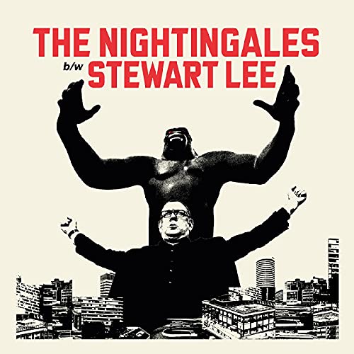 CD cover: black and white image of a gorilla and a man in a suit.
