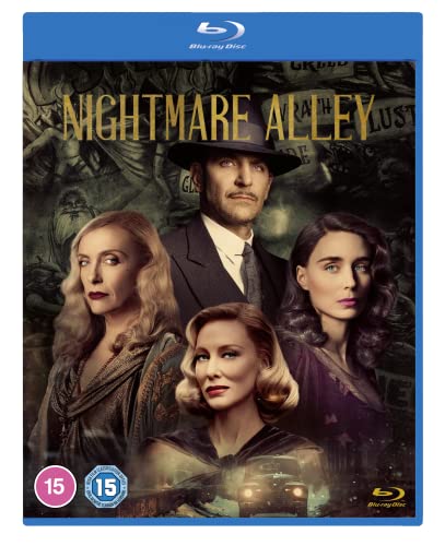 “Nightmare Alley” Blu-ray cover featuring four actors in vintage attire.