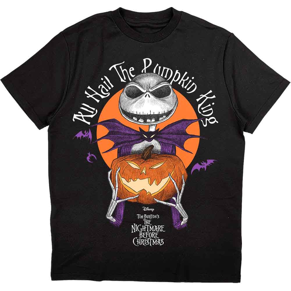 Black t-shirt with Jack Skellington as the Pumpkin King design.