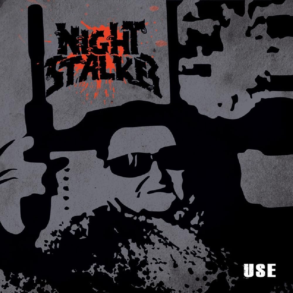 Black and white album cover for Nightstalker - USE, with a shadowy figure.