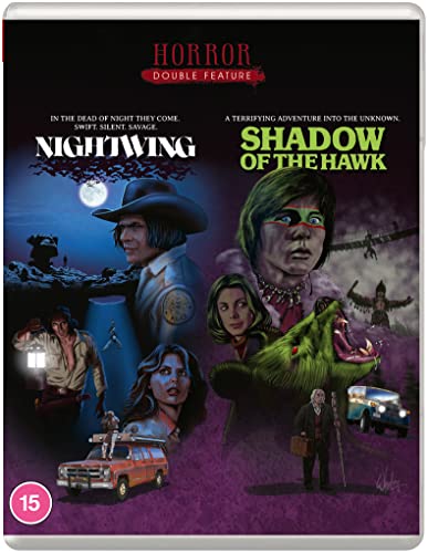 Blu-ray cover art for the horror double feature Nightwing and Shadow of the Hawk.