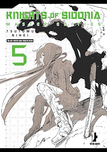Manga cover: armored figure with a large weapon, black and white sketch.
