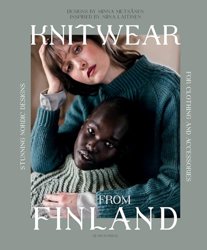 Book cover featuring two people wearing textured knitwear, titled "Knitwear from Finland.