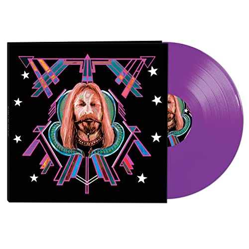 Nik Turner album cover and purple vinyl record shown against white.