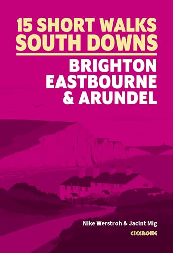 Book cover with magenta background showing white cliffs and a house in the South Downs.