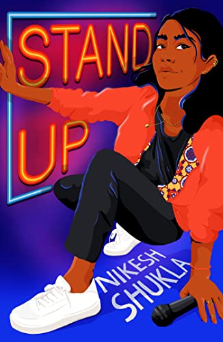 Book cover art showing a person with a microphone against a neon-lit background.