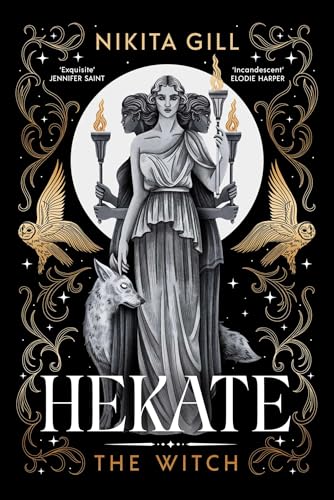 Book cover featuring a three-faced Hekate holding torches, with a wolf and two owls.