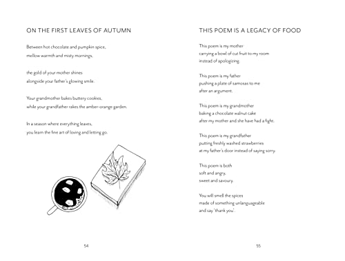 Two pages of a book featuring poems titled On the First Leaves of Autumn.