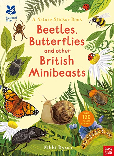 Book cover titled Beetles, Butterflies and other British Minibeasts featuring illustrations of various insects.