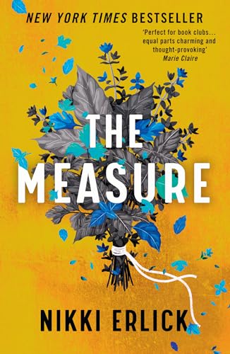 Book cover: “The Measure” by Nikki Erlick, with floral design.