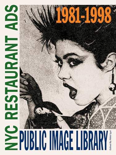 Book cover: NYC restaurant ads, 1983-1998, featuring a stylized portrait.