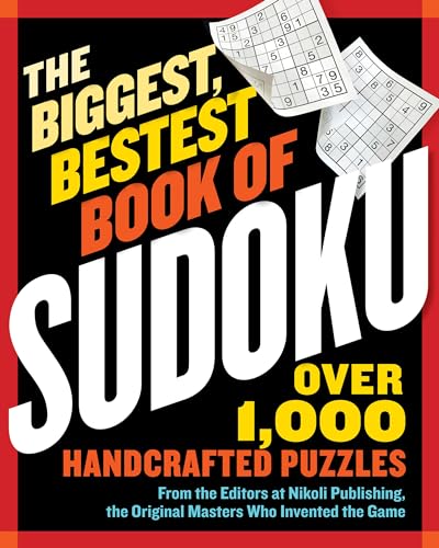 Book cover titled The Biggest, Bestest Book of Sudoku with two partial Sudoku grids shown.