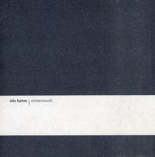CD cover for Nils Frahm’s “Wintermusik” with textured dark blue and white bands.