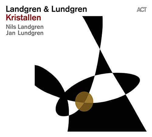 Album cover for Nils Landgren’s “Kristallen” with abstract black and white design.