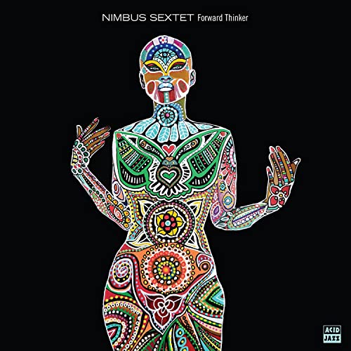 Album cover: colorful, patterned figure with outstretched arms, black background.