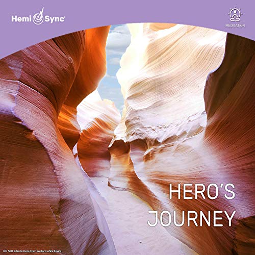 "Hemi-Sync Hero's Journey CD cover featuring a canyon with red and white rock formations."