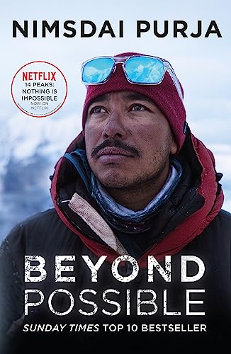 Book cover featuring Nimsdai Purja, a mountaineer wearing a red hat and sunglasses.