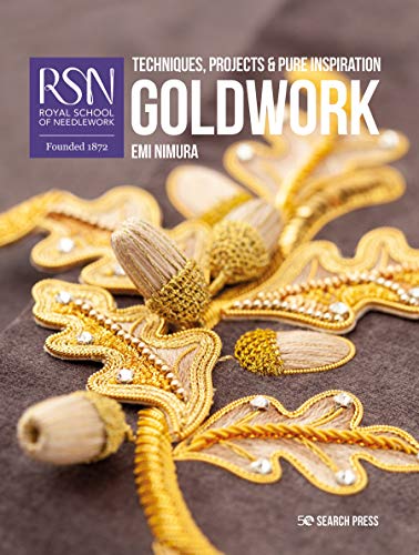 Book cover featuring detailed goldwork embroidery of oak leaves and acorns.