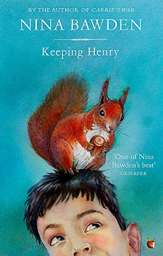 Book cover: a squirrel sits on a boy’s head, looking down.