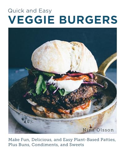 Cookbook cover featuring a veggie burger in a skillet, title and author visible.