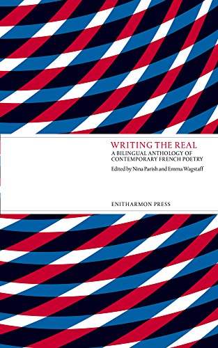 Book cover with red and blue wavy lines, title "Writing the Real.