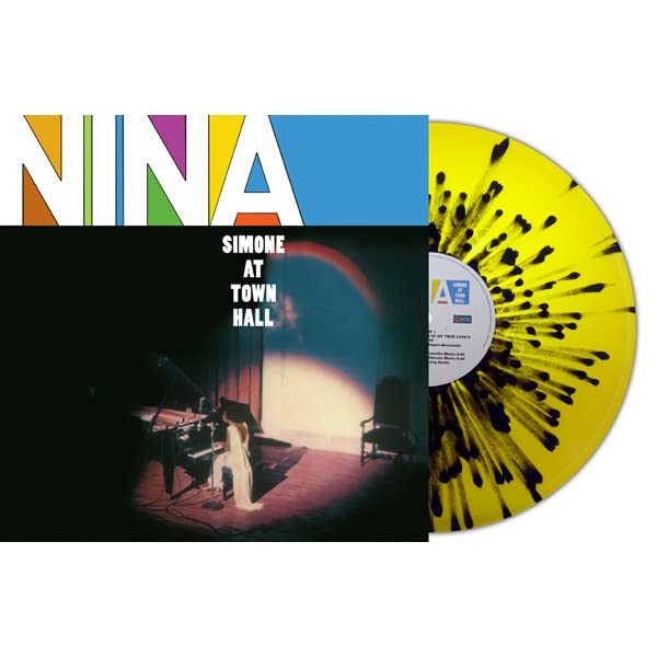 Nina Simone "At Town Hall" vinyl record with yellow and black splatter.