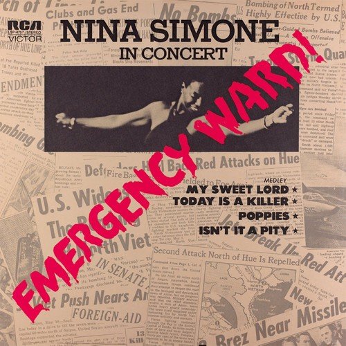 Nina Simone album cover with a black-and-white photo and red "EMERGENCY WARD!" text.