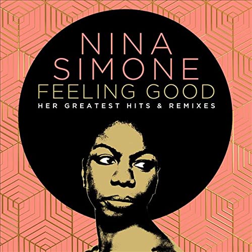 Album cover with Nina Simone's portrait against a black circle and pink geometric background.