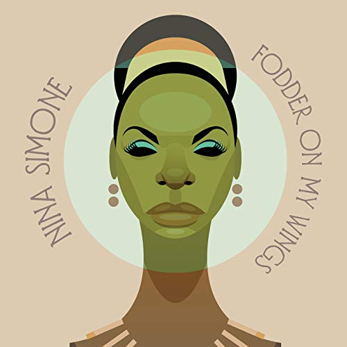 Nina Simone album cover, stylized portrait with text, pale background.