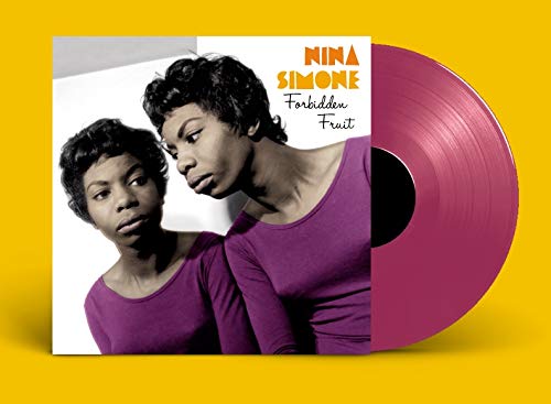 Nina Simone Forbidden Fruit album cover next to a transparent purple vinyl record.