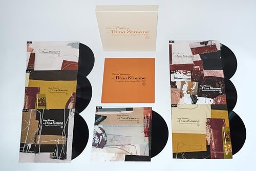 Nina Simone vinyl box set with seven records, sleeves, and a central orange booklet.