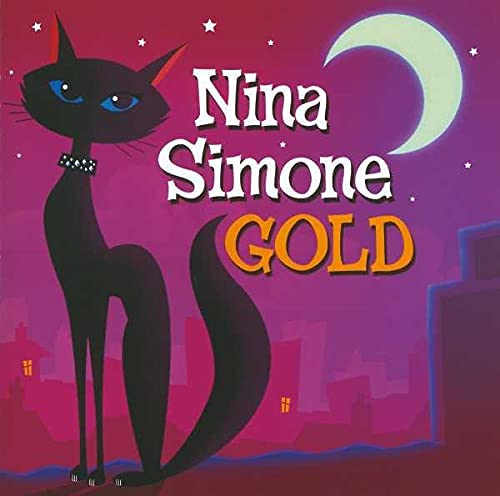 Nina Simone “Gold” CD cover: black cat, crescent moon, and city skyline.