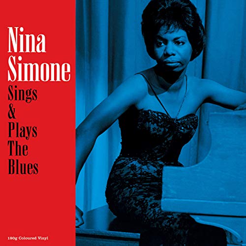 Nina Simone album cover, portrait of a woman at a piano.