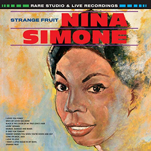 An impressionistic portrait of Nina Simone on a vinyl record cover.