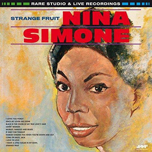 Nina Simone portrait album cover, "Strange Fruit" vinyl record.
