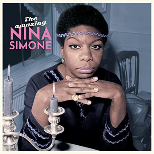 Nina Simone portrait album cover, with candles and a purple headband.