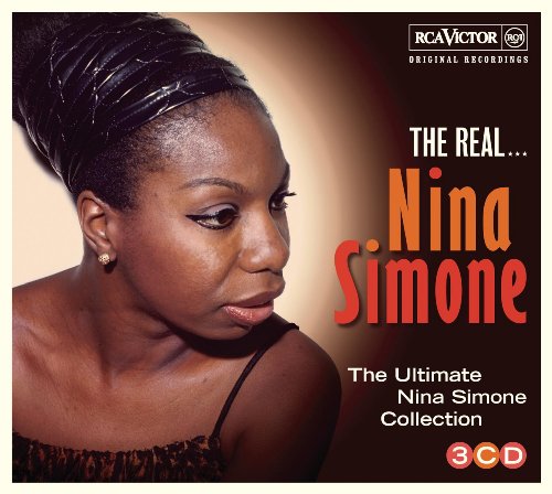 Close-up portrait of Nina Simone on a 3-CD album cover with brown background.