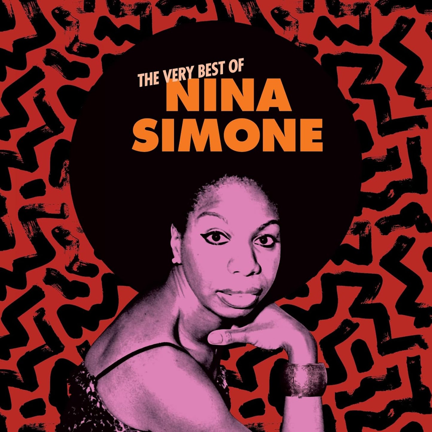 Nina Simone album cover with a portrait and red abstract background.