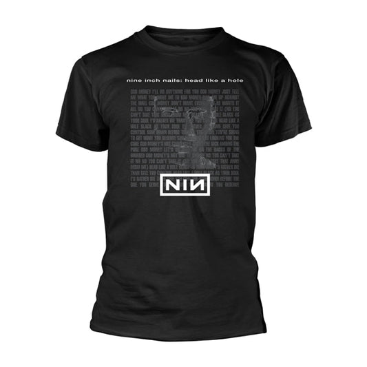 Black men's XL cotton T-shirt featuring the Nine Inch Nails Head Like A Hole graphic.