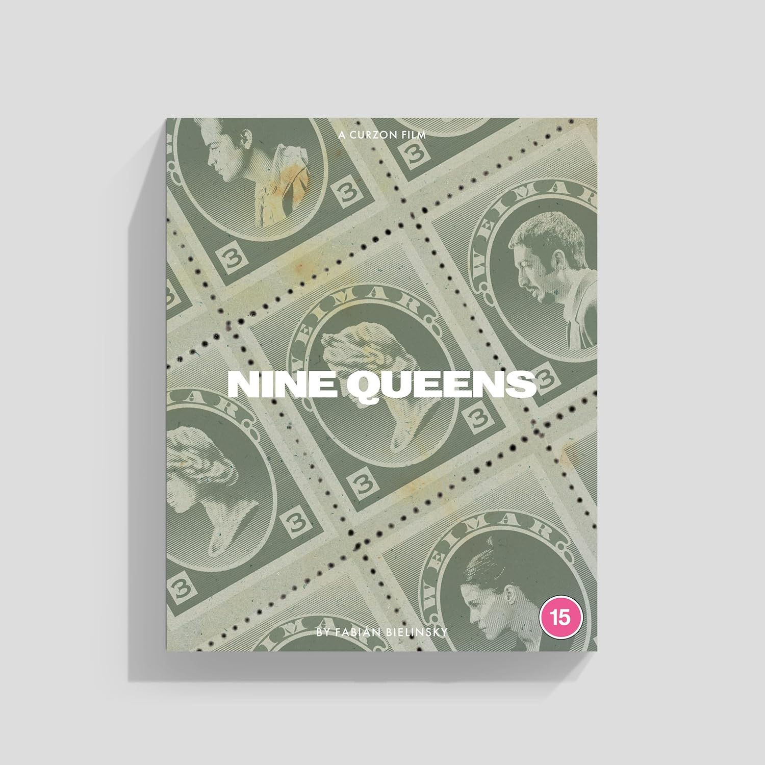 NINE QUEENS" Blu-ray cover with repeating portrait and currency design.