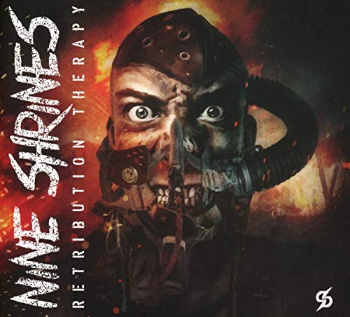 CD cover: distorted face with mechanical parts, fiery background.