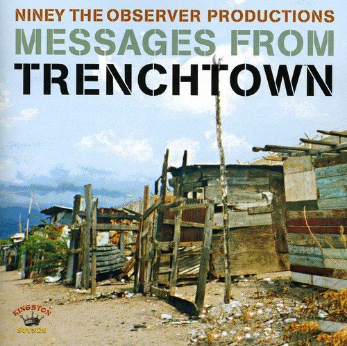 "CD cover with a shanty town scene and 'Messages from Trenchtown' text."