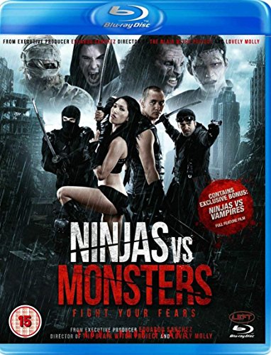 Blu-ray cover art featuring ninjas and monsters in a dark, rainy city setting.