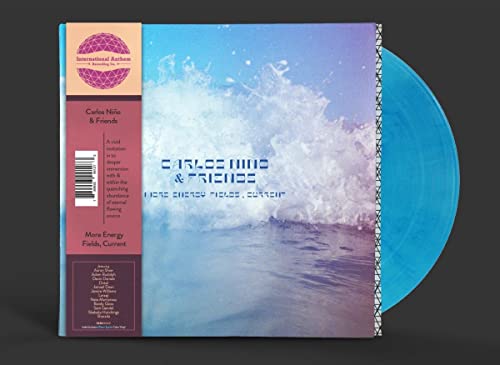 Vinyl record with ocean wave cover and a pink circular logo.
