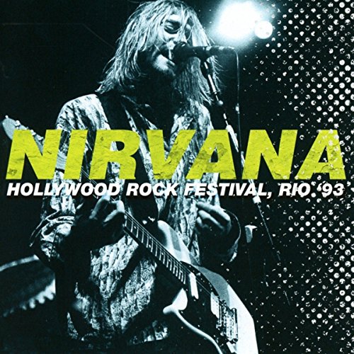 CD cover featuring Kurt Cobain performing with "Nirvana" in yellow text on a dark background.