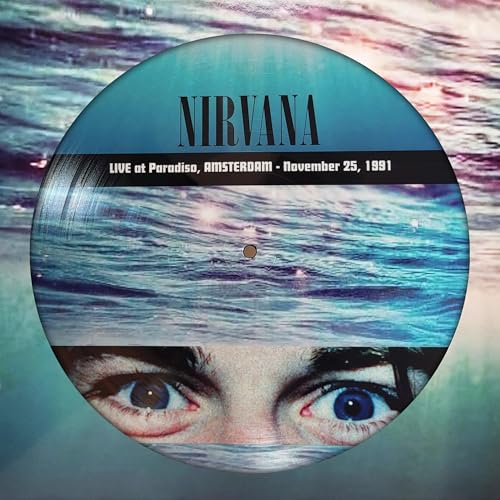 Nirvana vinyl record with swirling blue and eye imagery.