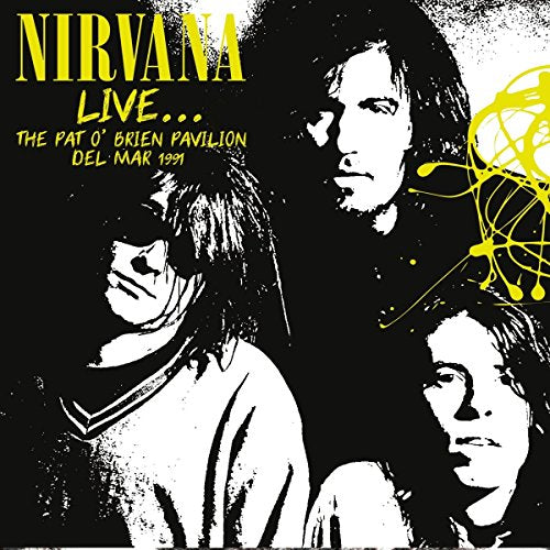 Nirvana album cover: black and white portraits with yellow text and splatters.