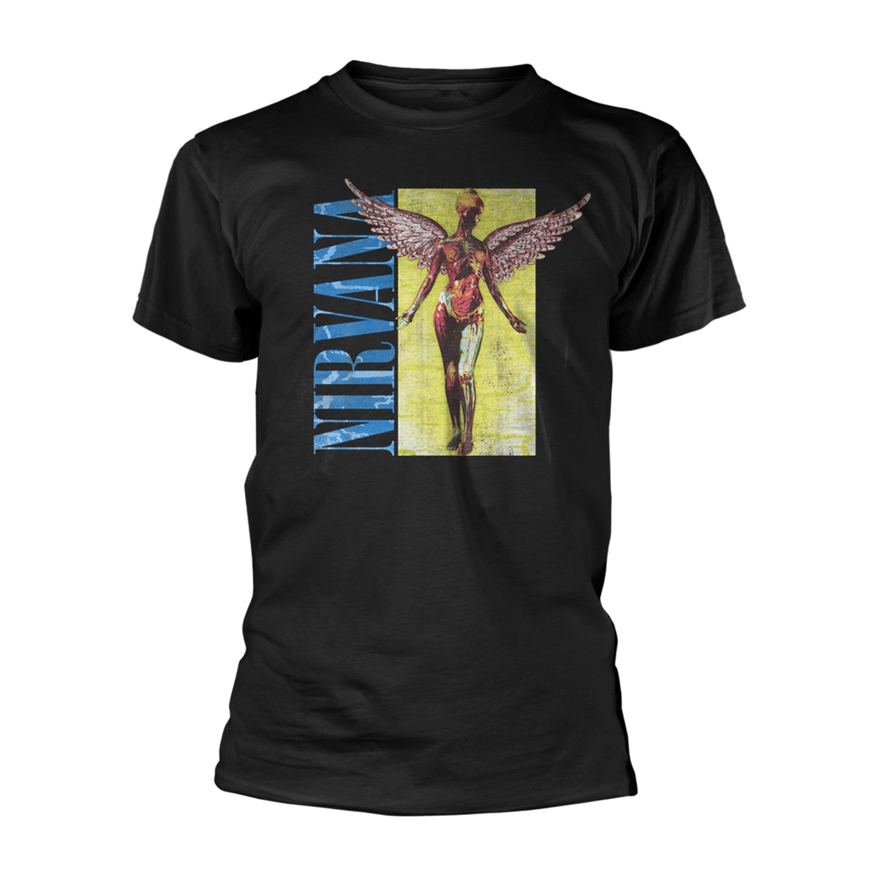 Black t-shirt with the Nirvana "In Utero" album cover graphic.