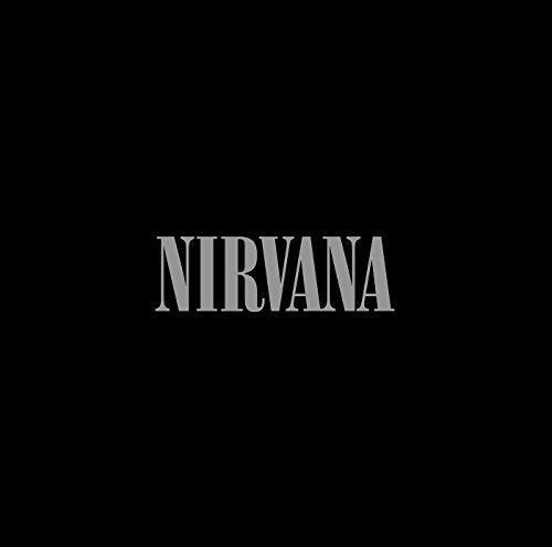 Black background with the band name "NIRVANA" in silver lettering.