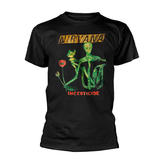 Black Nirvana t-shirt with the "Incesticide" album artwork graphic.